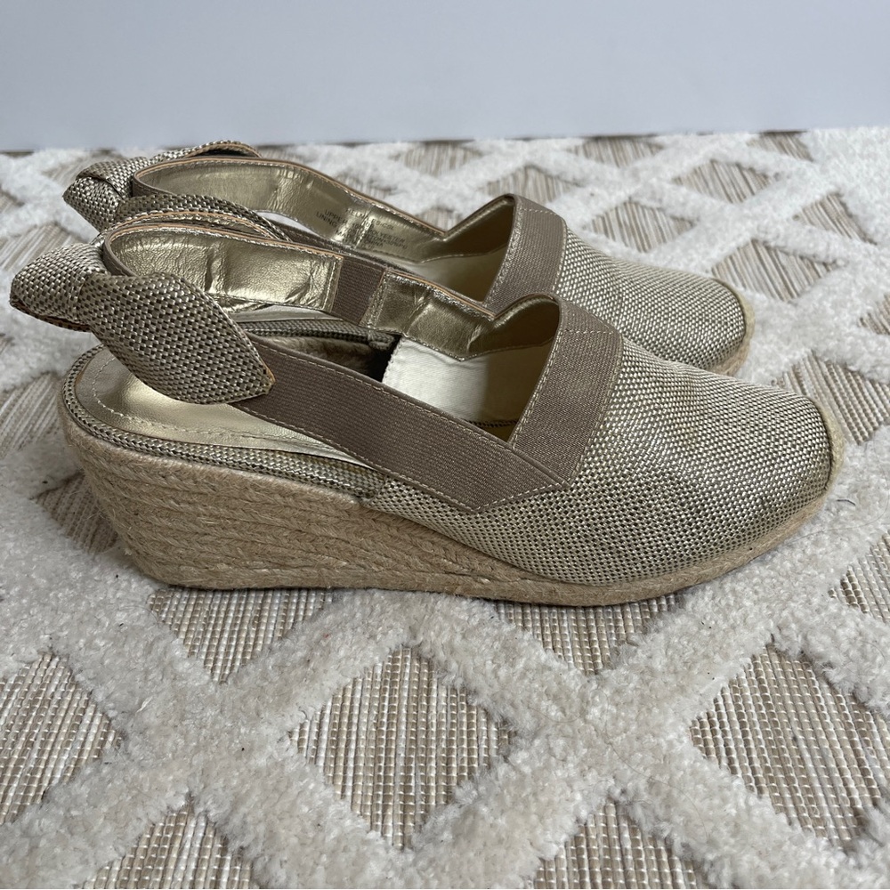 Ralph Lauren Helma Metallic Espadrille Silver Beige Size 10 - Picture 3 of 6
